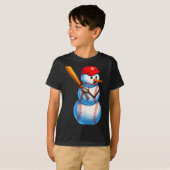 Baseball Snowman Merry Christmas Xmas Pajamas Men T-shirt (Voorkant volledig)