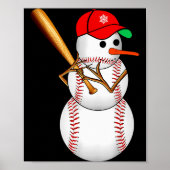 Baseball Snowman Snow Christmas Xmas Men Women  Poster (Voorkant)