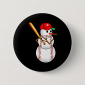 Baseball Snowman Snow Christmas Xmas Men Women  Ronde Button 5,7 Cm (Voorkant)