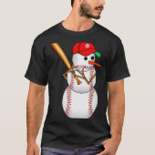 Baseball Snowman Snow Christmas Xmas Men Women  T-shirt (Voorkant)