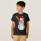 Baseball Snowman Snow Christmas Xmas Men Women  T-shirt (Voorkant volledig)