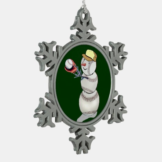 Baseball Snowman Tin Sneeuwvlok Ornament (Links)