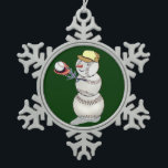 Baseball Snowman Tin Sneeuwvlok Ornament<br><div class="desc">Als je op zoek bent naar het perfecte unieke geschenk voor elke speciale gelegenheid,  dan is deze schattige honkbalsneeuwman je antwoord.</div>