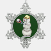 Baseball Snowman Tin Sneeuwvlok Ornament (Voorkant)