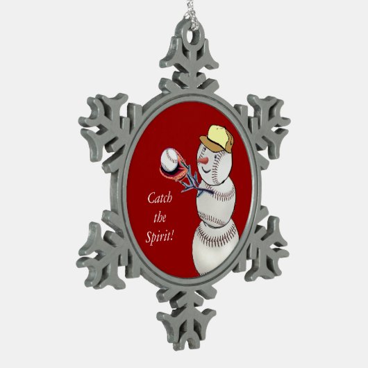 Baseball Snowman Tin Sneeuwvlok Ornament (Links)