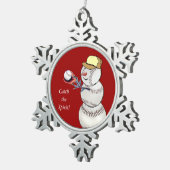 Baseball Snowman Tin Sneeuwvlok Ornament (Rechts)