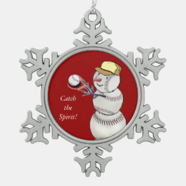 Baseball Snowman Tin Sneeuwvlok Ornament