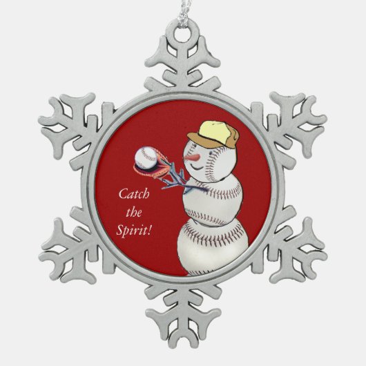 Baseball Snowman Tin Sneeuwvlok Ornament (Voorkant)