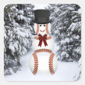 Baseball Snowman Vierkante Sticker (Voorkant)