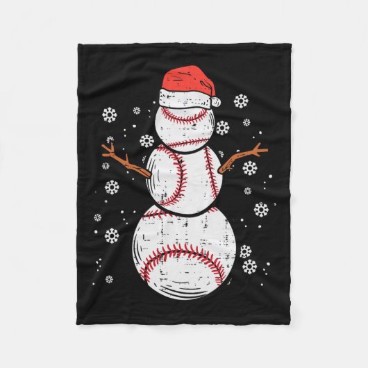 Baseball Snowman Xmas Mannen voor kerstcadeautjes  Fleece Deken (Voorkant)