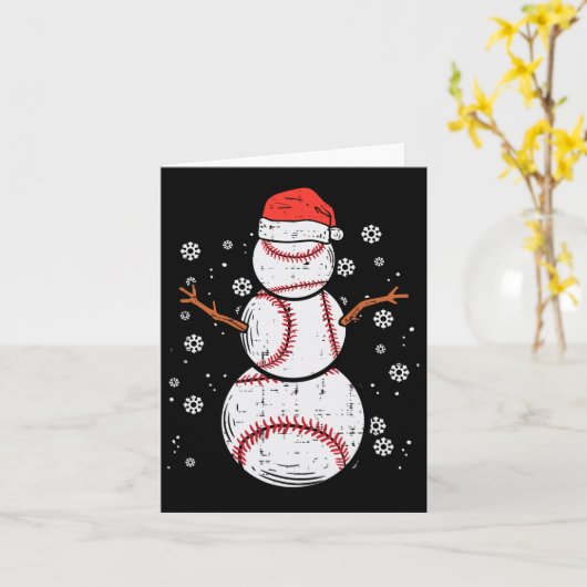 Baseball Snowman Xmas Mannen voor kerstcadeautjes  Kaart (Gele Bloem)