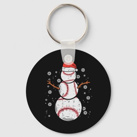Baseball Snowman Xmas Mannen voor kerstcadeautjes  Sleutelhanger (Voorkant)