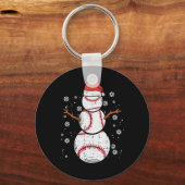 Baseball Snowman Xmas Mannen voor kerstcadeautjes  Sleutelhanger (Voorkant)