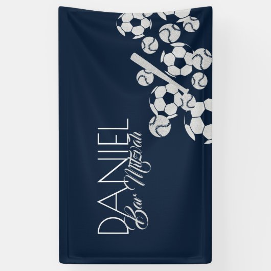 Baseball Soccer Bar Mitswa Banner (Verticaal)