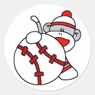 Baseball Sock Monkey Ronde Sticker