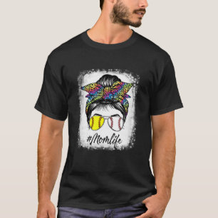 Baseball Softbal Moeder Leven Rommelige Knot Tie D T-shirt