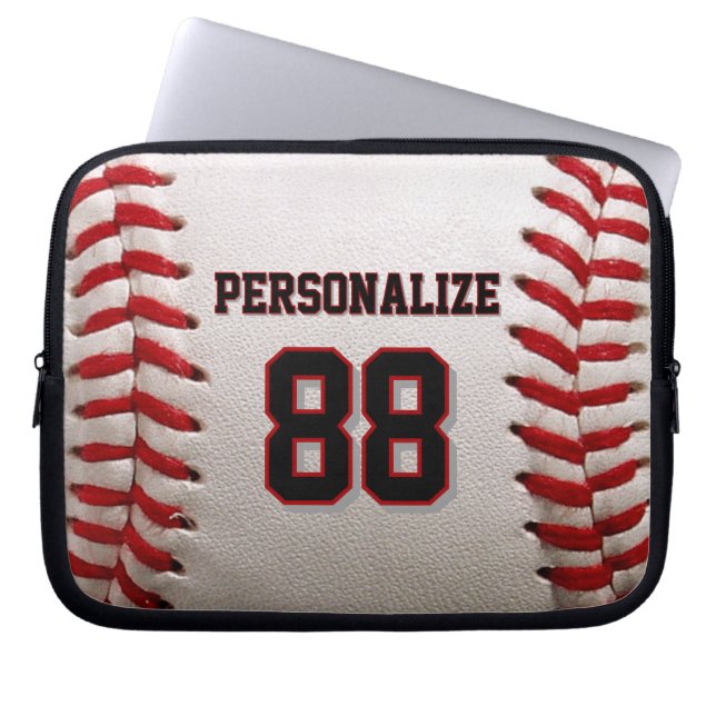 Baseball Softball Aangepaste Naam en Nummer Laptop Sleeve (Voorkant)