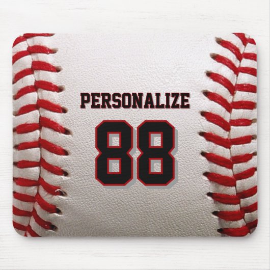 Baseball Softball Aangepaste Naam en Nummer Muismat (Voorkant)