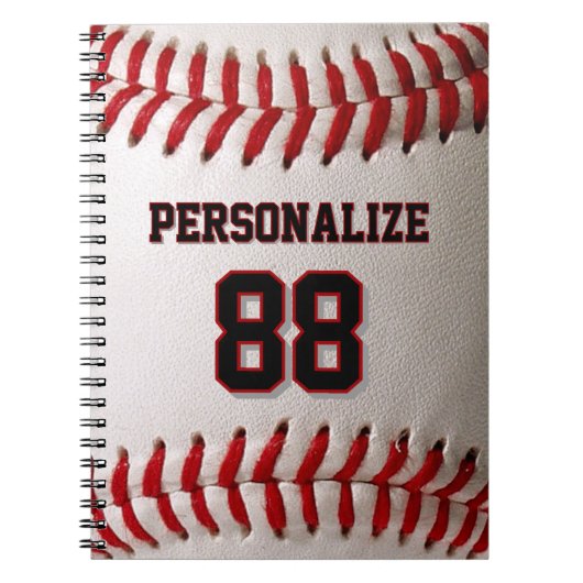 Baseball Softball Aangepaste Naam en Nummer Notitieboek (Voorkant)