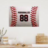 Baseball Softball Aangepaste Naam en Nummer Poster (Keuken)