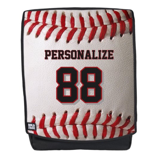 Baseball Softball Aangepaste Naam en Nummer Rugtassen (Voorkant)