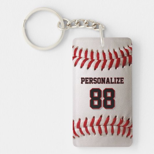 Baseball Softball Aangepaste Naam en Nummer Sleutelhanger (Voorkant)