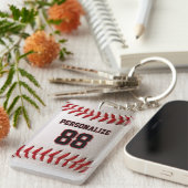 Baseball Softball Aangepaste Naam en Nummer Sleutelhanger (Voorkant Rechts)