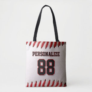 Baseball Softball Aangepaste Naam en Nummer Tote Bag