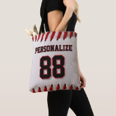 Baseball Softball Aangepaste Naam en Nummer Tote Bag (Dichtbij)