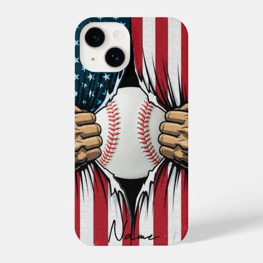 Baseball Softball American Flag Patriotic iPhone Hoesje (Achterkant)