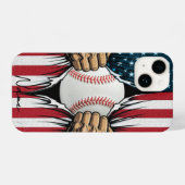 Baseball Softball American Flag Patriotic iPhone Hoesje (Achterkant horizontaal)