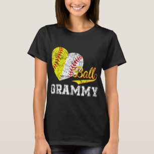 Baseball Softball Ball Heart Grammy Moederdag T-shirt