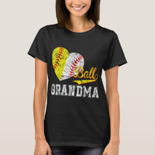 Baseball Softball Ball Heart Grandma Moederdag T-shirt