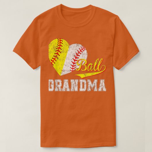 Baseball Softball Ball Heart Grandma Moederdag T-shirt (Design voorkant)