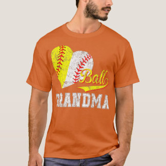 Baseball Softball Ball Heart Grandma Moederdag T-shirt