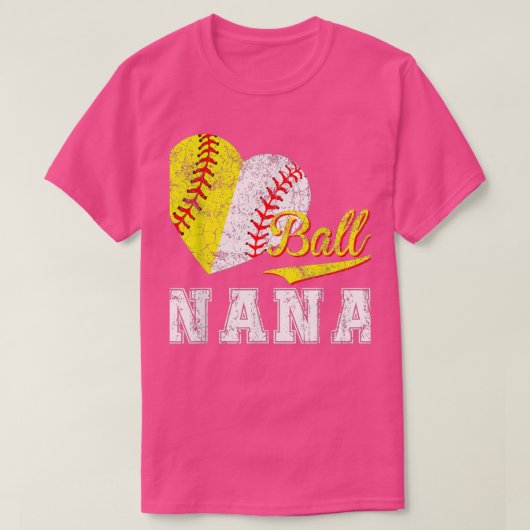 Baseball Softball Ball Heart Nana Moederdag T-shirt (Design voorkant)