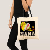Baseball Softball Ball Heart Nana Moederdag Tote Bag (Voorkant (product))