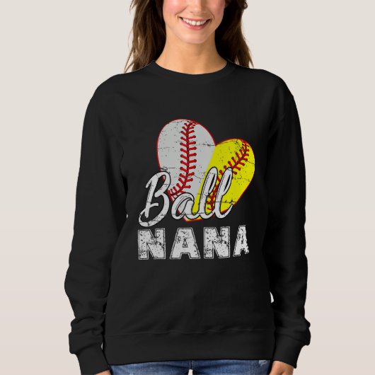 Baseball Softball Ball Heart Nana Mother s Day Trui (Voorkant)
