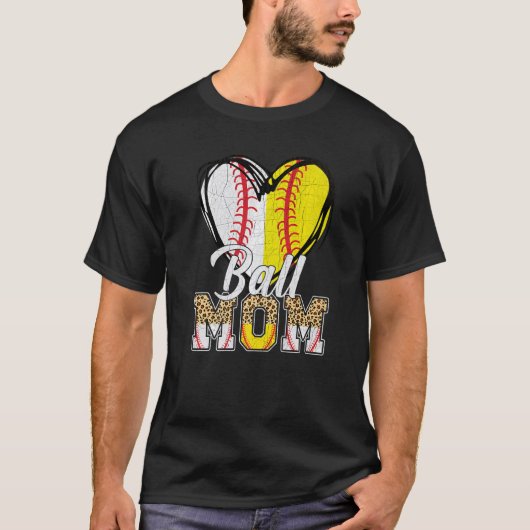 Baseball Softball  Ball Mam Leopard Vrouwen T-shirt (Voorkant)