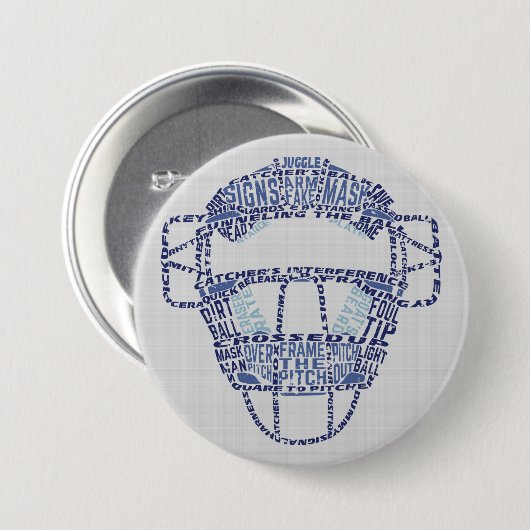 Baseball Softball Catchers Masker Calligram Badge Ronde Button 7,6 Cm (Voorkant /achterkant)