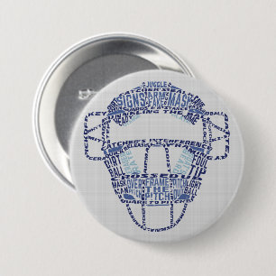 Baseball Softball Catchers Masker Calligram Badge Ronde Button 7,6 Cm