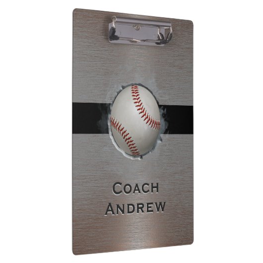 Baseball Softball Coach Aangepaste naam Faux Metal Klembord (Rechts)
