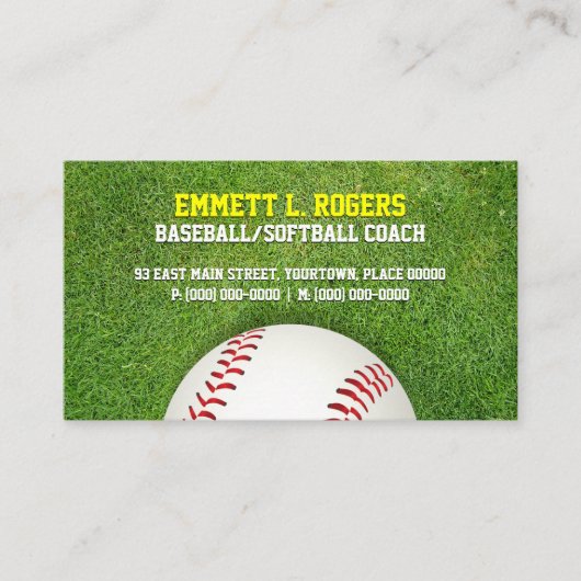 Baseball Softball Coach Visitekaartje (Voorkant)
