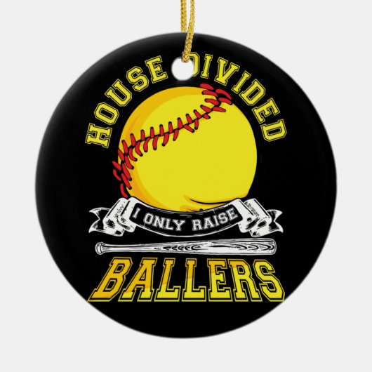 Baseball Softball Divided House Ball Mam Keramisch Ornament (Voorkant)