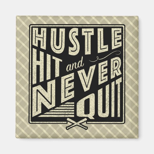 Baseball Softball Hustle Hit & Nooit stoppen Magneet (Voorkant)