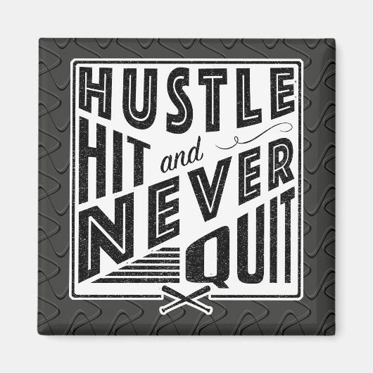 Baseball Softball Hustle Hit & Nooit stoppen Magneet (Voorkant)