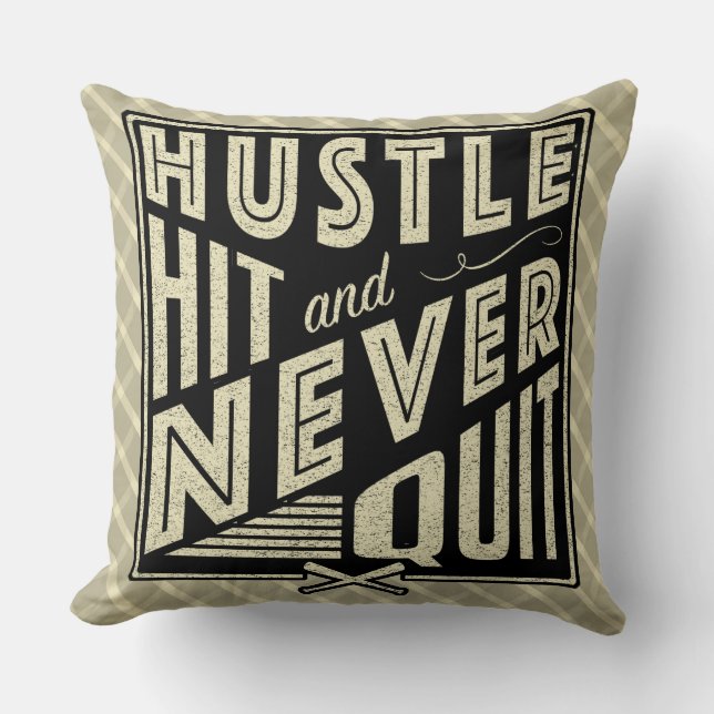 Baseball Softball Hustle, Hit & Nooit stoppen met  Kussen (Voorkant)