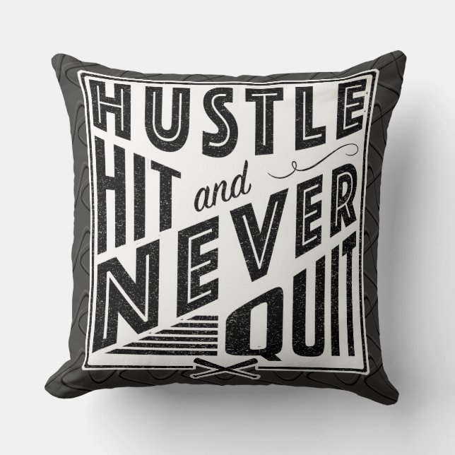 Baseball Softball Hustle, Hit & Nooit stoppen met  Kussen (Voorkant)