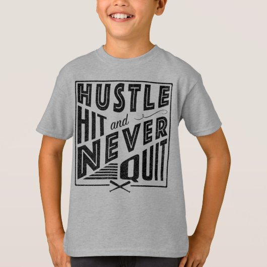 Baseball Softball Hustle Hit & Nooit stoppen met T T-shirt (Voorkant)
