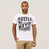 Baseball Softball Hustle Hit & Nooit stoppen T-shirt (Voorkant volledig)
